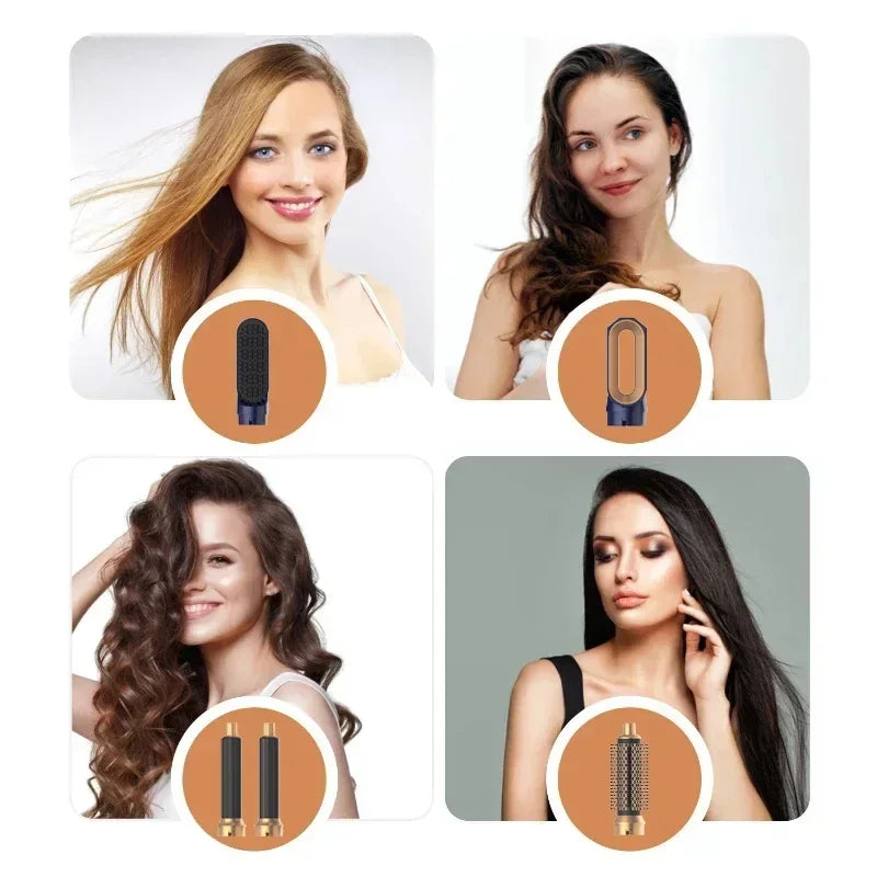 5 In 1 Hair Dryer Comb Set Professional Hot Air Styler For Hair Curling Straightening And Volumizing At Home