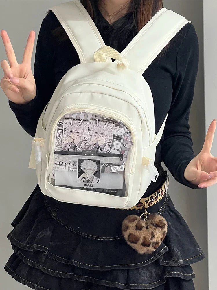 Cute Mini Backpack Women Kawaii Ita Bag Sweet Girl Transparent Rucksack DIY Personality Display Knapsack Lolita Shoulder Bag