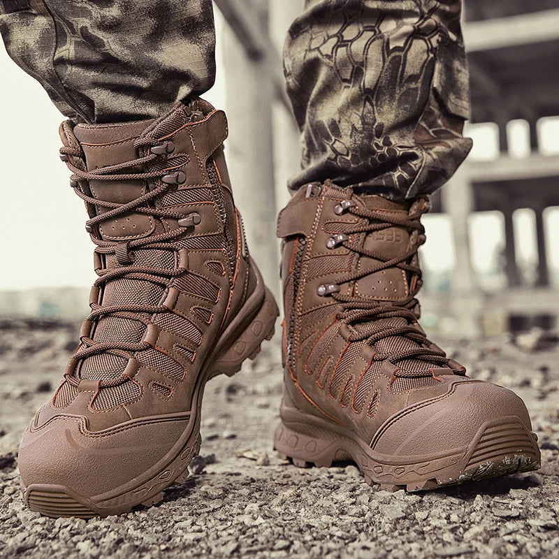 Men Tactical Boots Lace Up Brand Ankle Hiking Shoes Desert Work Boot Waterproof Size Plus Unisex Climbing Shoes