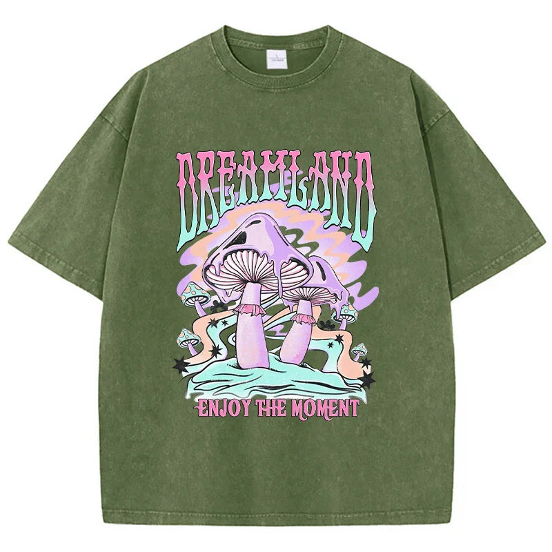Dreamland Enjoy The Moment Graphic Men T Shirt Fashion Casual Tshirt Street Comfortable Tees Clothing Cool Big Size T-Shirts
