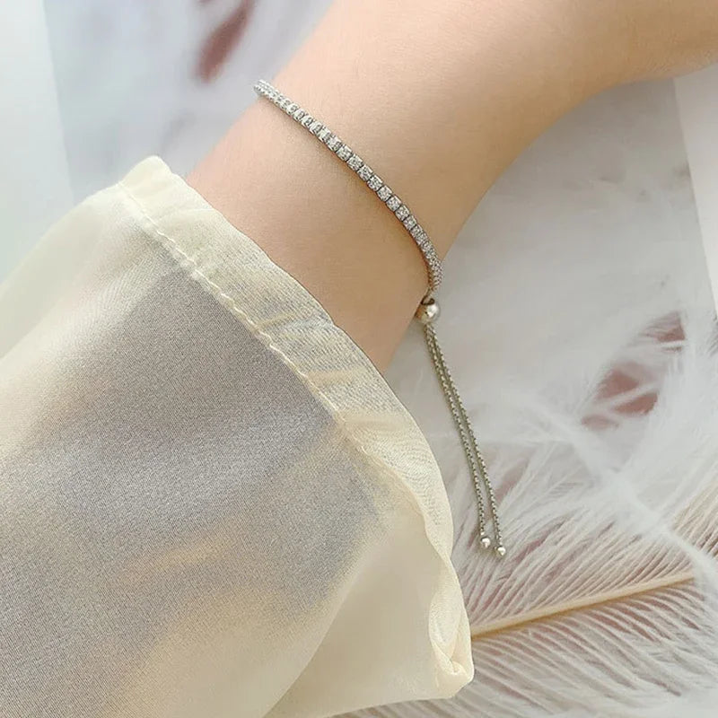 Full 2mm Moissanite Diamond Tennis Bracelet for Woman Man Certified s925 Silver Plated 18K Adjustable Link Chain Bracelets