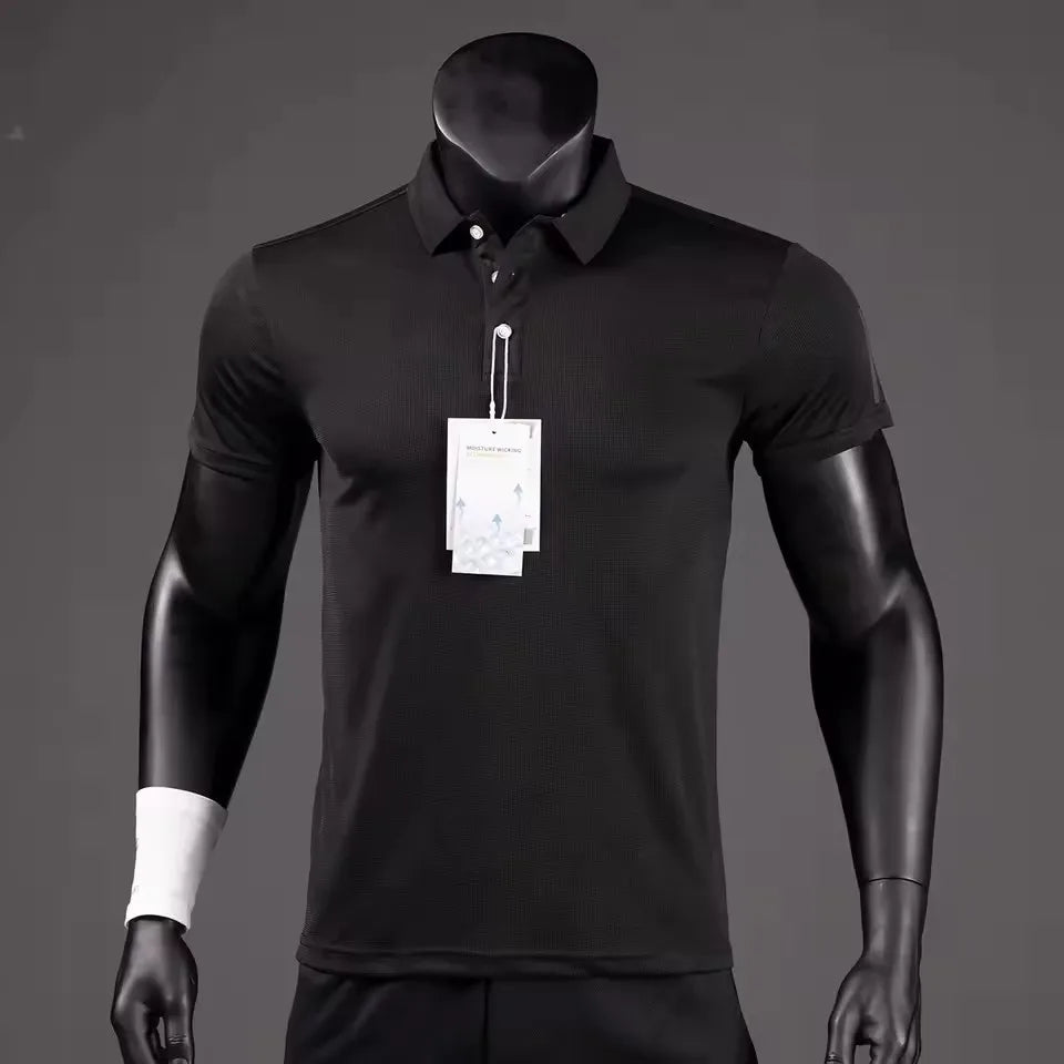Polo Shirt Men Casual Solid Breathable Shirt Summer Sportswear Quick Dry Jerseys Tops Camisa Polo Shirts Reflective Strip Sleeve