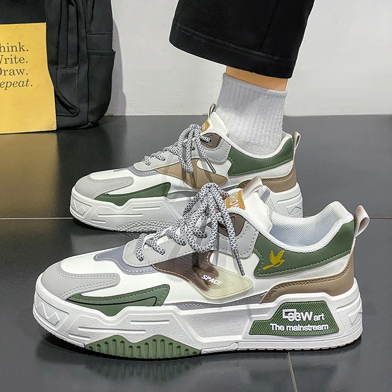 2024 Autumn New Casual Sports Shoes Men's Leather Low-Top Fashion Trend Easiest for Match Running Shoes Men's Skateboard Shoes Suitable for Outdoor Sports