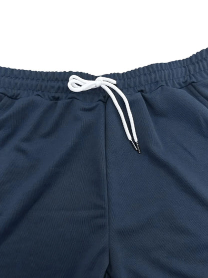 EUROPEAN AND AMERICAN MEN'S SUMMER MEN'S LOOSE SET SHORT SLEEVED SHORTS SPORTS CASUAL ROUND NECK TWO-PIECE SET MEN'S S-3XL