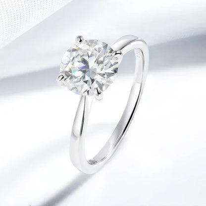 White Gold 2ct 100% Moissanite Engagement Ring for Women S925 Sterling Silver Lab Diamond Promise Wedding Band Jewelry
