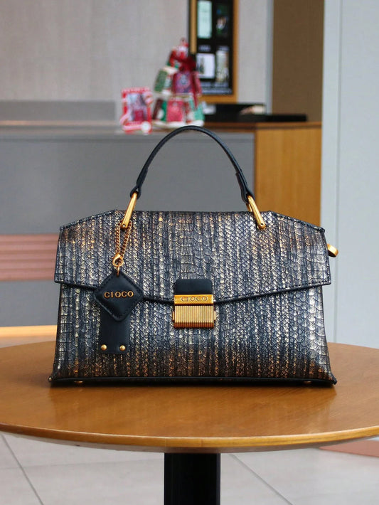 2025 new retro blue snake-shaped high-grade handbag fashion luxury luxury handbag lightweight large-capacity one-shoulder messen