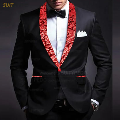 Gold Floral Blazers For Men Fashion Slim Fit Suit Jacket Latest Formal Homecoming Prom Wedding Elegant Shawl Lapel Coat 1 Piece