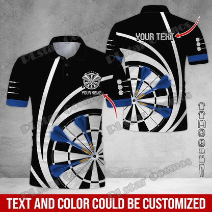 PLstar Cosmos Darts Team Custom Name 3D All Over Printed Premium Men's Polo Shirt Summer Street Casual Short sleeve shirt WK62