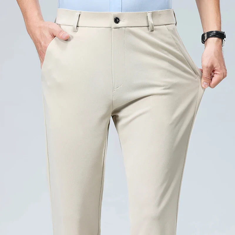 Mens Black Slim Fit Stretch Dress Pants Professional Office Trousers