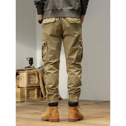 2025 New Multi-Pockets Spring Summer Cargo Pants Men Streetwear Zipper Leg Skinny Work Joggers Cotton Casual Tactical Trousers