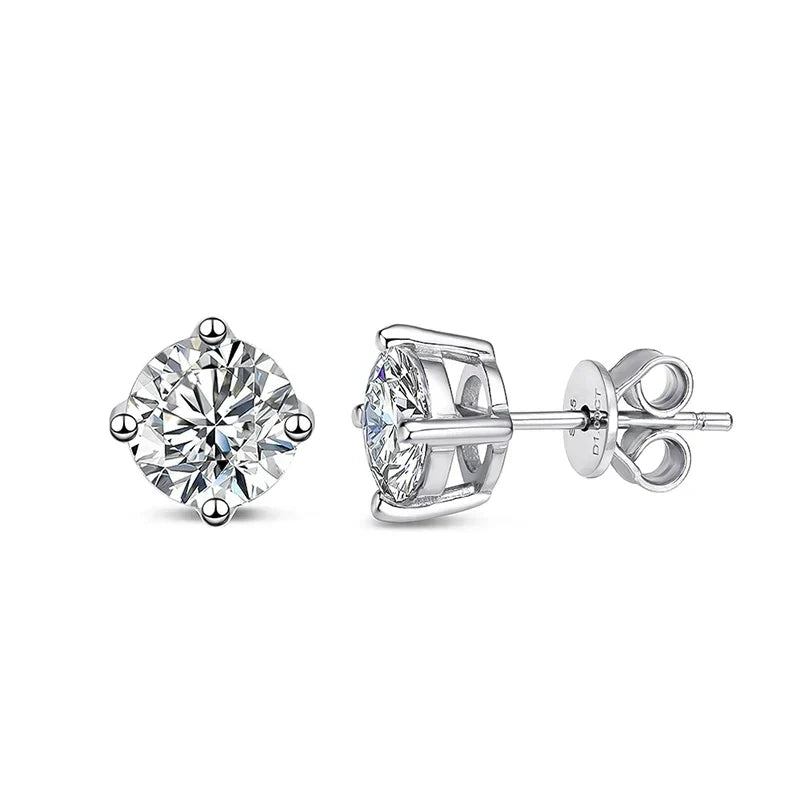 0.1-3CT Test Passed Moissanite Studs Earrings for Men Women S925 Silver Platinum Plated Bride Wedding Lab Diamond Studs