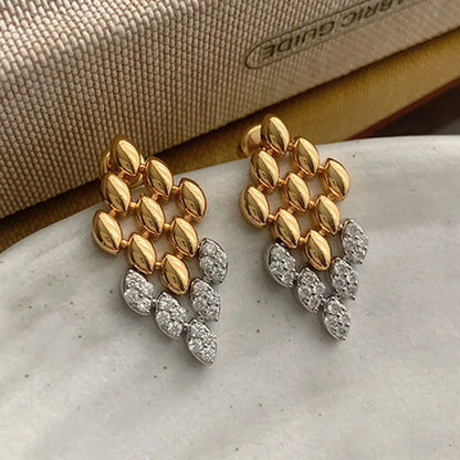 Cz stone pave rhombus chain dangle earrings for women geometric statement earrings party dainty jewelry delicate new in 2025