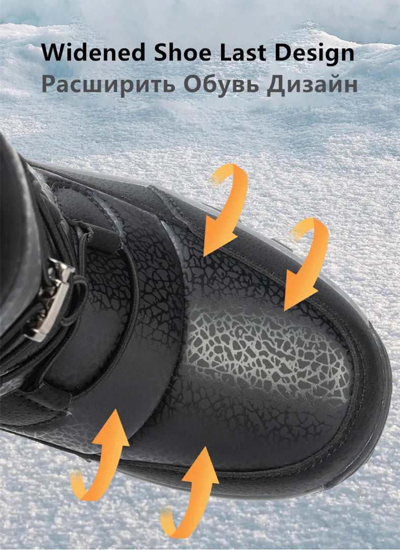 New Warm Men Plush Snow Boots High Top Winter Men's Boots Waterproof Winter Motorcycle Boots Outdoor Anti-Slip Men Hiking Boots