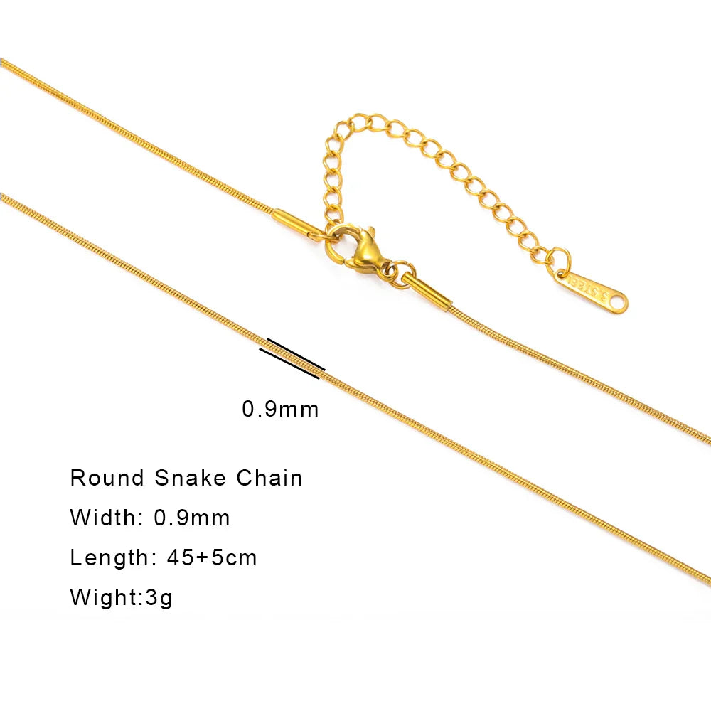 Stainless Steel Gold Color Chain Necklace Women Minimalist Cuban Paperclip Twisted Snake Chain Fashion Jewelry Wholesale