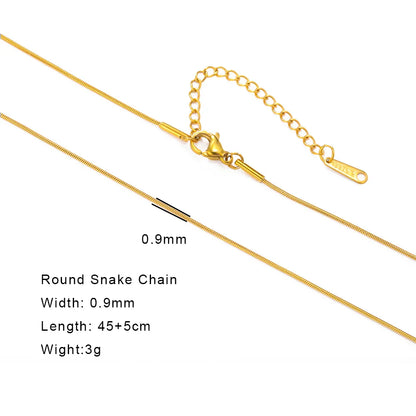 Stainless Steel Gold Color Chain Necklace Women Minimalist Cuban Paperclip Twisted Snake Chain Fashion Jewelry Wholesale