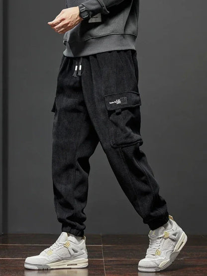 Spring Autumn New Style Elastic Waist Casual Pants for Men Stretch Straight Drawstring Harem Jogging Sports Long Pants Male