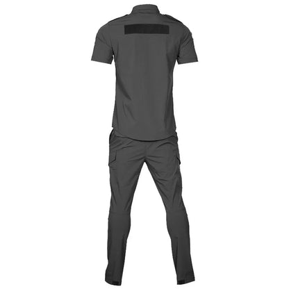 Quick Drying Workwear Suit Men Combat Elastic Tactical Training Set Multi Pocket Man Security Staff Uniform Cargo 2pcs Suits