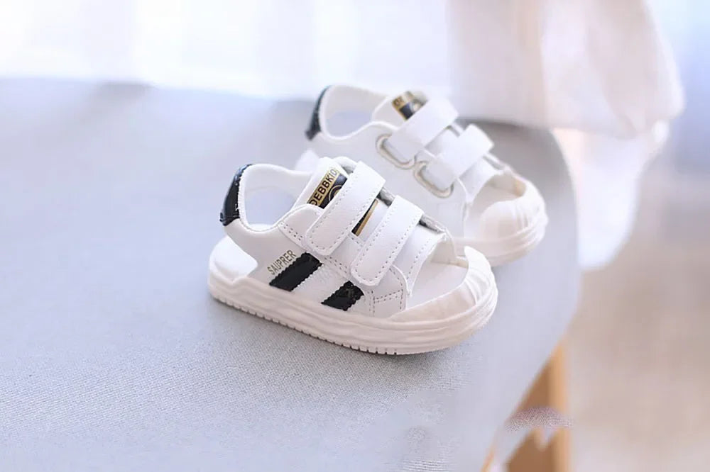PU Leather Summer Sandals For Children 2024 Trend Fashion Boys Girls Beach Shoes Anti-slippery Soft-soled Toddler Shoes Footwear