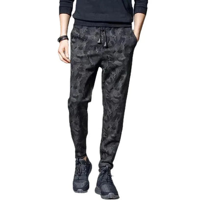 2025 new Running Sweatpants Men Camouflage Elasticity Cargo Pants Drawstring Multi Pockets Bottoms Casual Jogger Trousers M-5XL