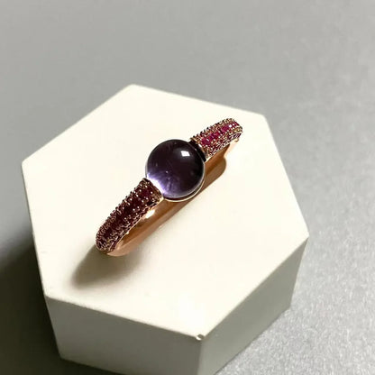 6mm Round Candy Style Ring for Women 33 Colors Purple Zircon Crystal Inlay Jewelry Birthday Gift