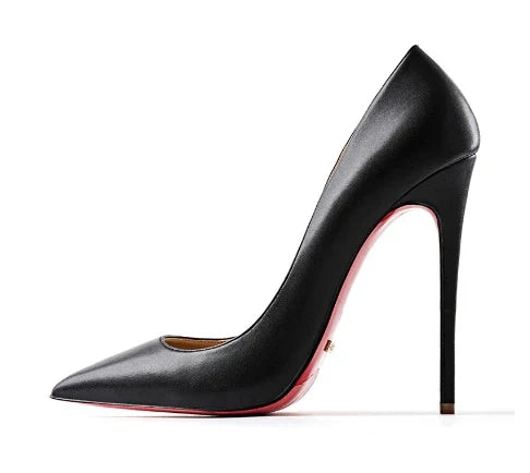 12CM Brown Patent Leather Pumps Women Red Bottom Heels Elegant High Heeled Stilettos Evening Shoe for Party