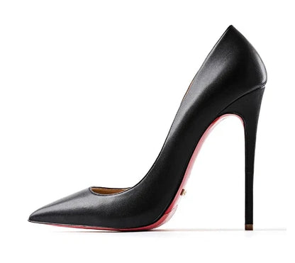 12CM Brown Patent Leather Pumps Women Red Bottom Heels Elegant High Heeled Stilettos Evening Shoe for Party