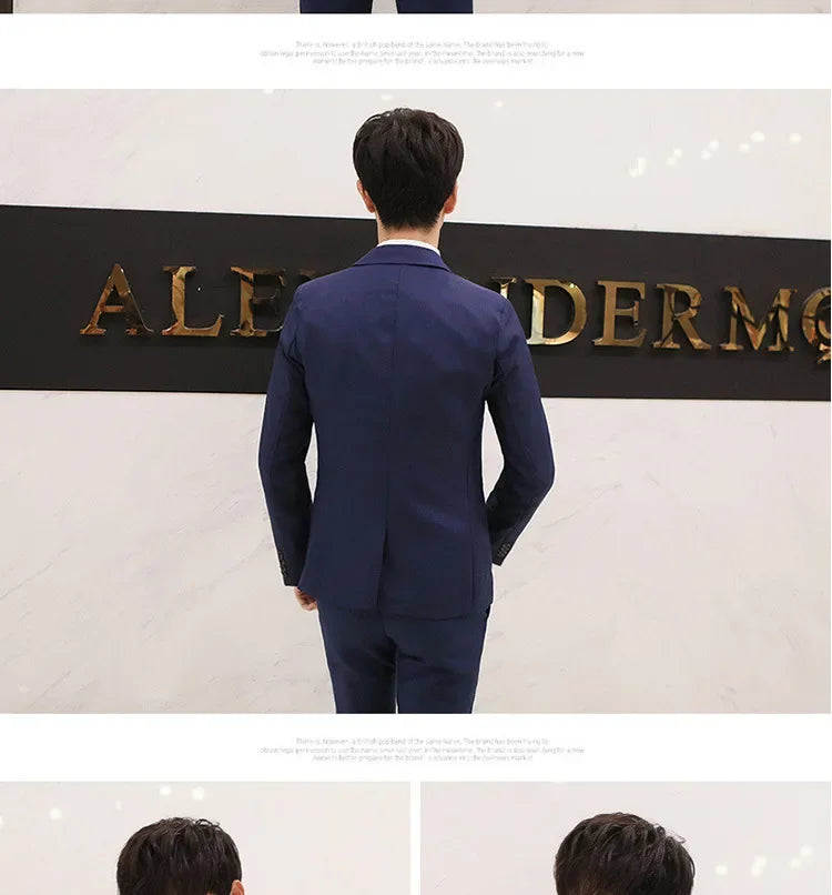 Western-Style Men's Suits Cross-Border Wholesale New Arrival Slimming Three-Piece Set Korean Version Business Professional Gown