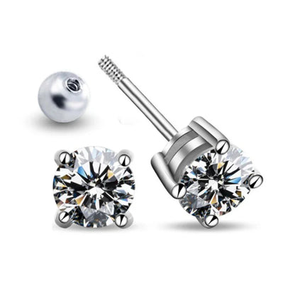4 Prong Moissanite Screw Earrings 1 Carat D Color For Women Party Fine Jewelry S925 Sterling Silver Platinum Plated Earring