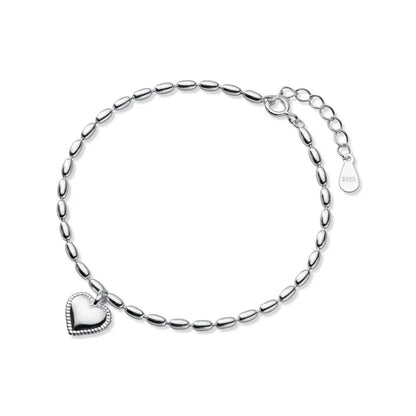 Hight Quality 100% 925 Sterling Silver Heart Bracelet for Women Adjustable Geometric Oval Link Chain Fine Jewelry Bijoux