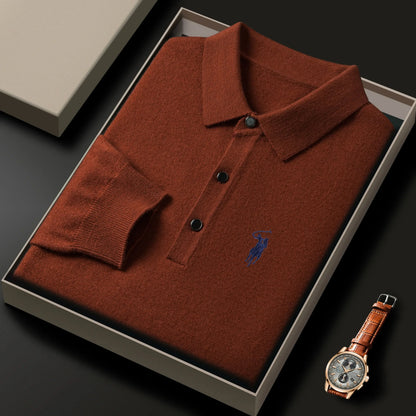 High quality luxury knitted long sleeve T-shirt men's autumn new designer brand Pony embroidery fashion Paul classic polo shirt