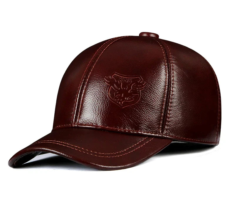 Warm Hat Man 2024 Winter Genuine Leather Baseball Caps Male Casual Cowhide Belt Ear Protect Sport Hockey Hunt Flight Casquette