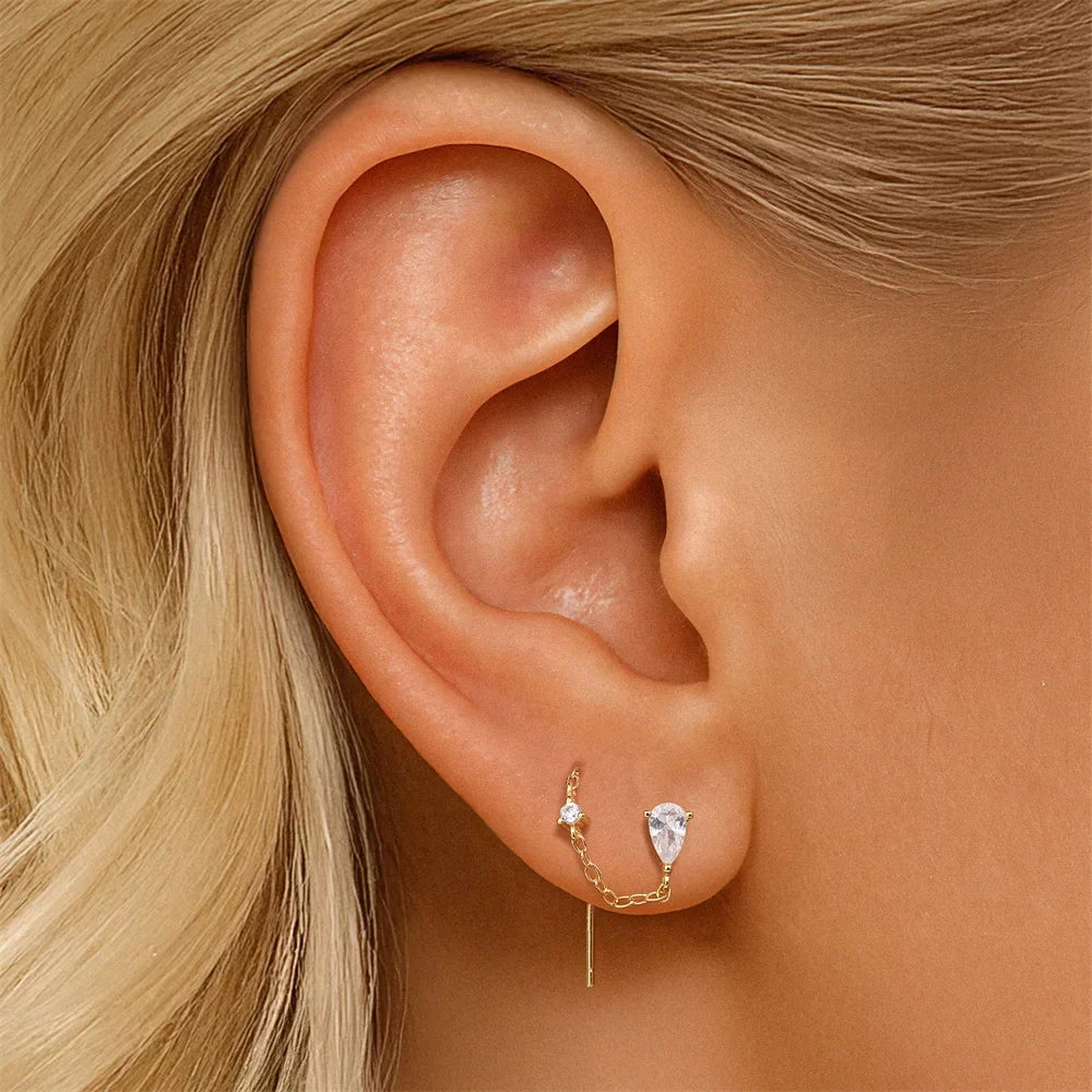 925 Sterling Silver Long Chain Tassel Baroque Irregular Pearl Dangle Earrings for Women C Shape Earrings Jewelry Pendientes