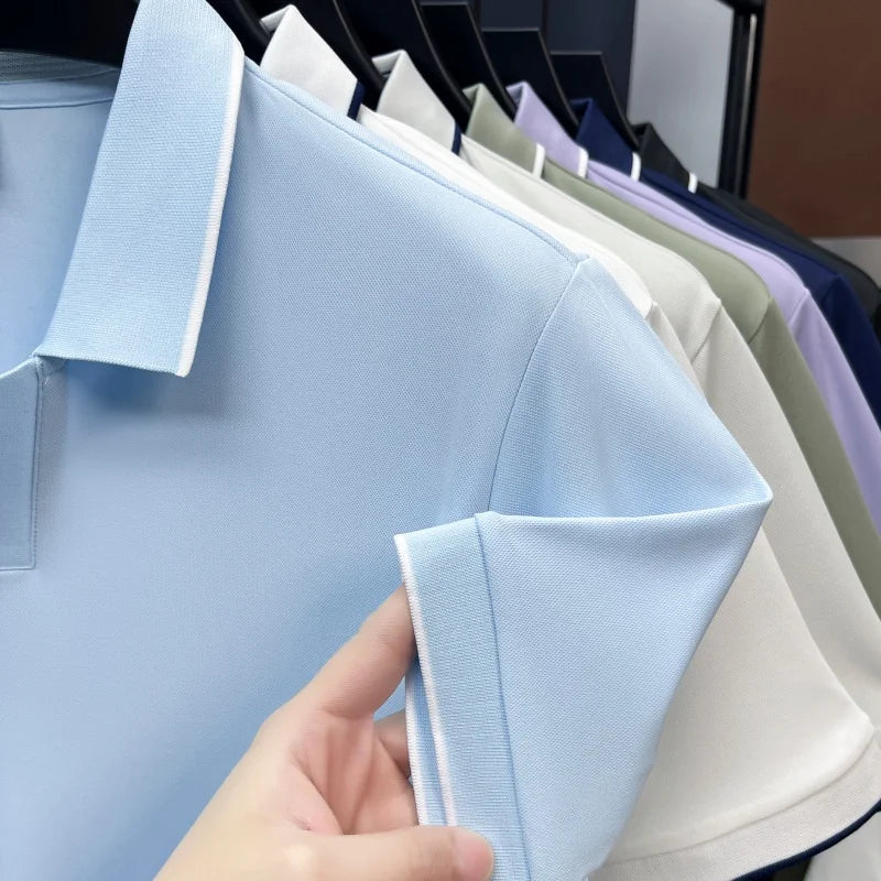 New Brand Men's Summer Short Sleeve Polo Shirt Lapel Exquisite Print Short Sleeve T-Shirt Fashion Casual Business Men's Clothing