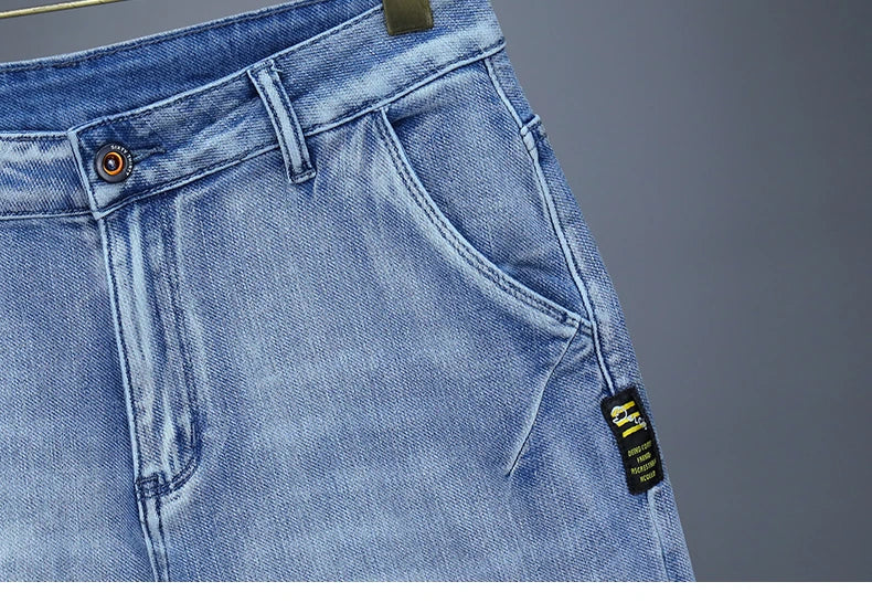 Men's Straight Casual Denim Shorts Simple Solid Color Slim Jeans Comfortable Breathable Bermuda Short Pants Summer