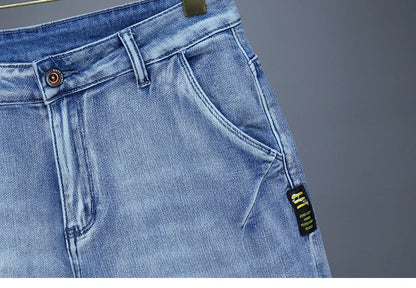 Men's Straight Casual Denim Shorts Simple Solid Color Slim Jeans Comfortable Breathable Bermuda Short Pants Summer