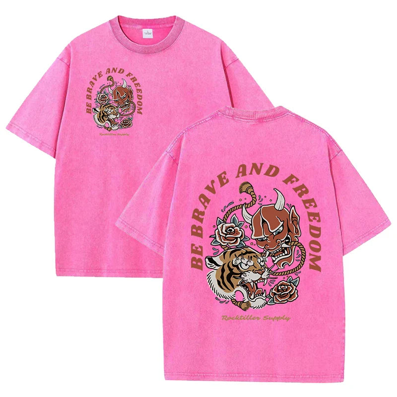 Est 1985 Sport Print Washed Women T-Shirt Summer Casual Retro T Shirts Snow Wash Tee Top Loose Unisex Retro Streetwear