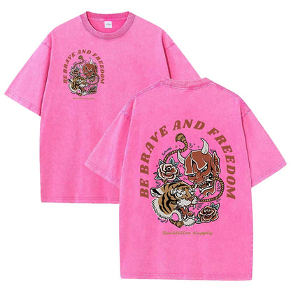 Est 1985 Sport Print Washed Women T-Shirt Summer Casual Retro T Shirts Snow Wash Tee Top Loose Unisex Retro Streetwear