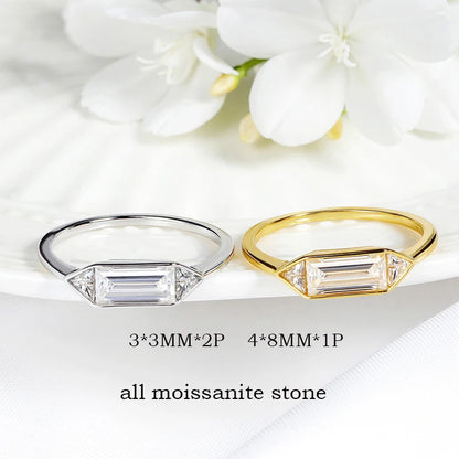 18k Plated 1.2CTTW All Moissanite Rings for Wormen Men 3 Gems Girls Couple Rings Lab Diamond Solid Silver S925 Jewelry