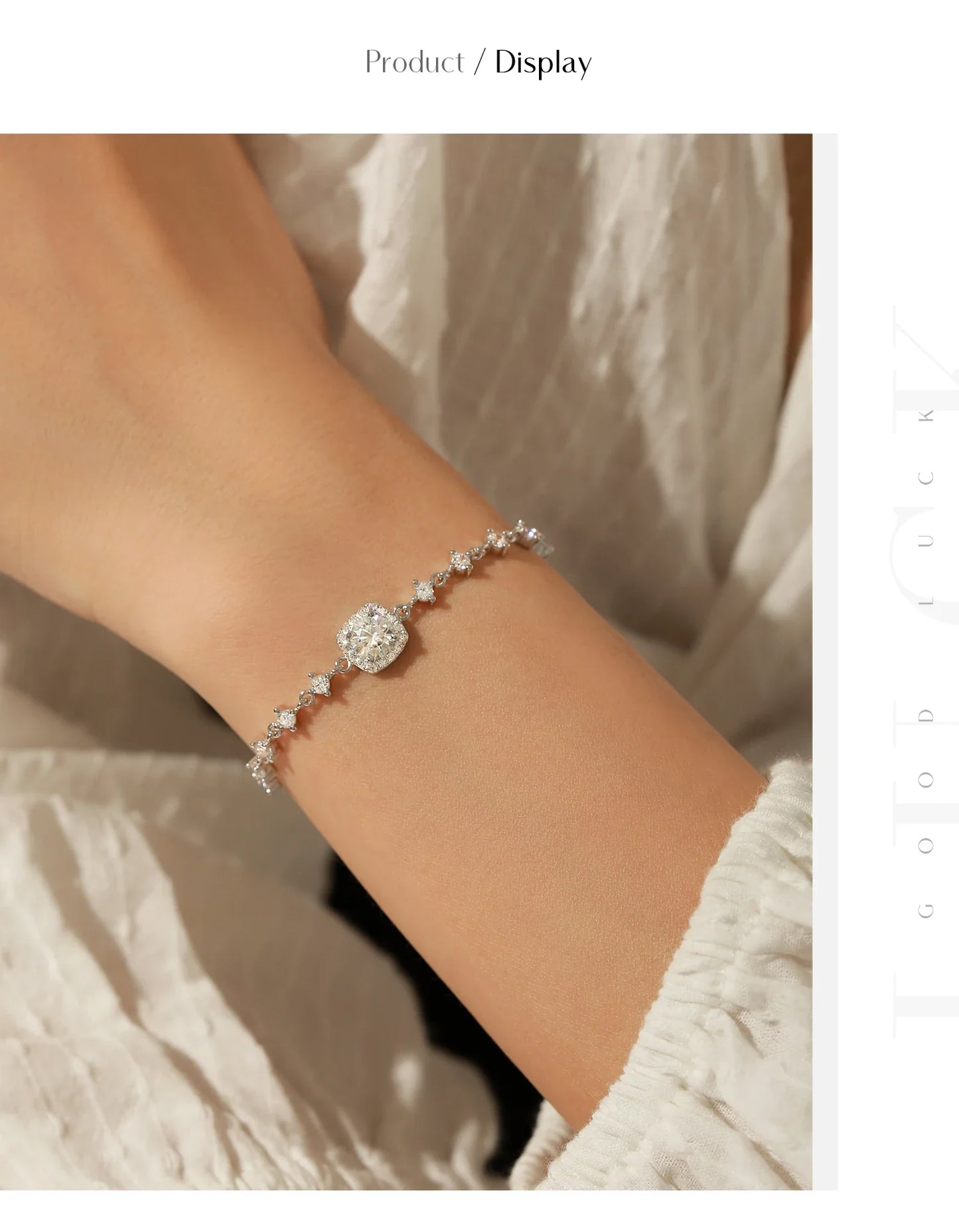 0.8CT D Color Moissanite Luxury Bracelet 925 Sterling Silver Halo Bracelet For Women Bridal Wedding Statement Jewelry