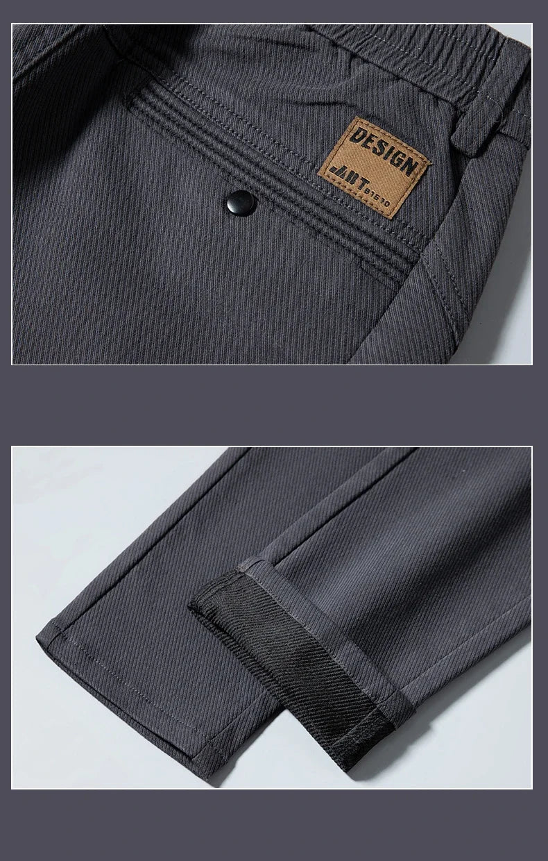 Men's Twill Slim Pants Business Straight Cotton Casual Trousers Brand Fashion Korean Elastic Coffee Black Gray Pant