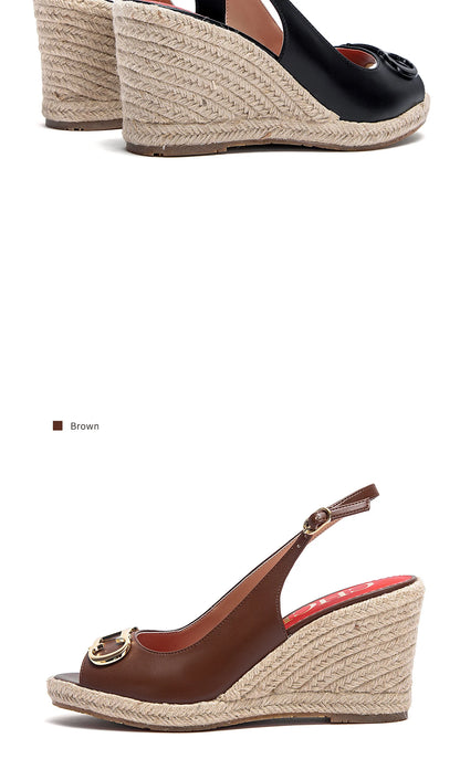 Women's Sandals Summer New Wedge Fish Mouth High Heel Open Toe Platform Summer Formal Shoes 8.5cm