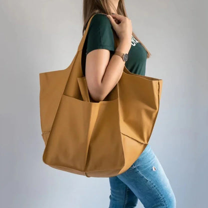 Fashionable and minimalist large bag with soft leather and large capacity shopping bag for women, one shoulder hand-held large b