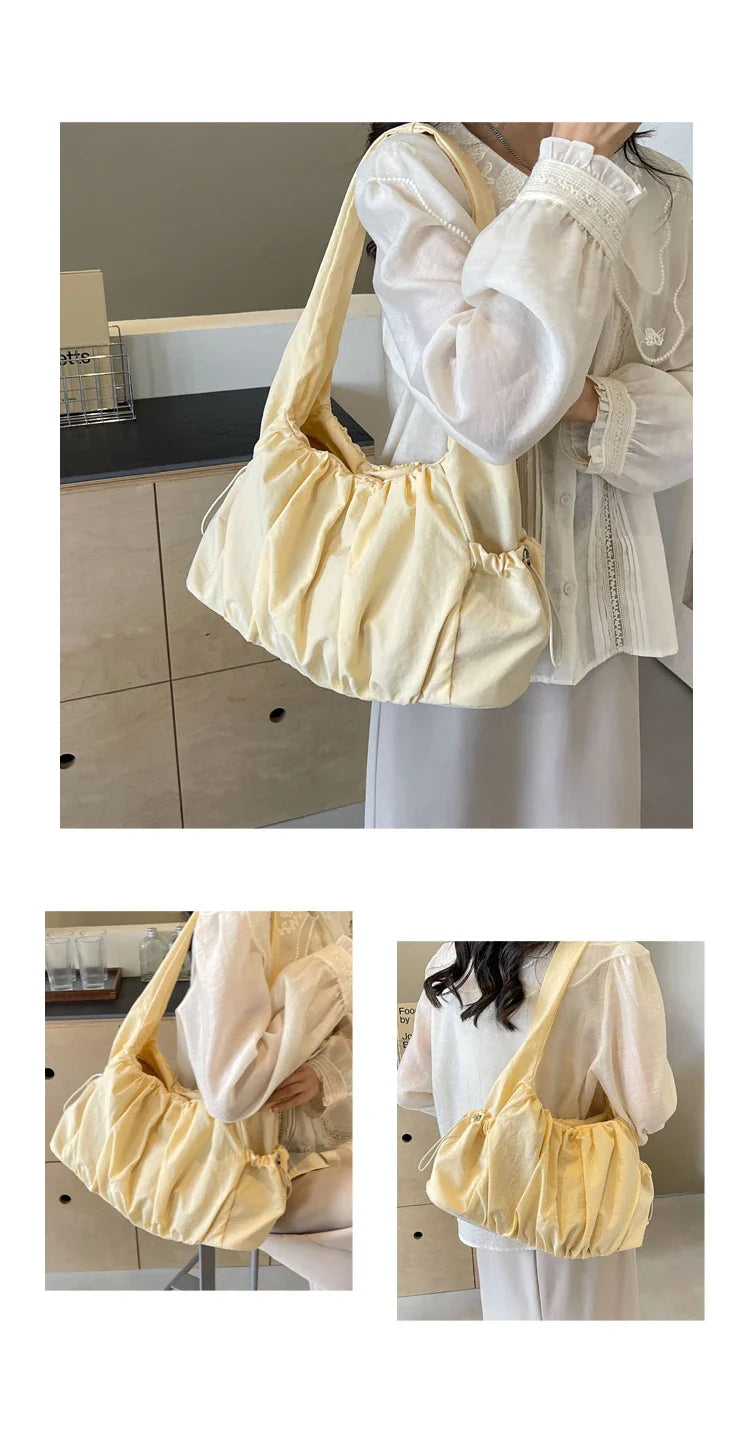 Hot Selling Fashion Nylon Pleated Women's Crossbody Bag 2026 New Casual Trend Versatile Large Capacity Tote Women's Shoulder Bag