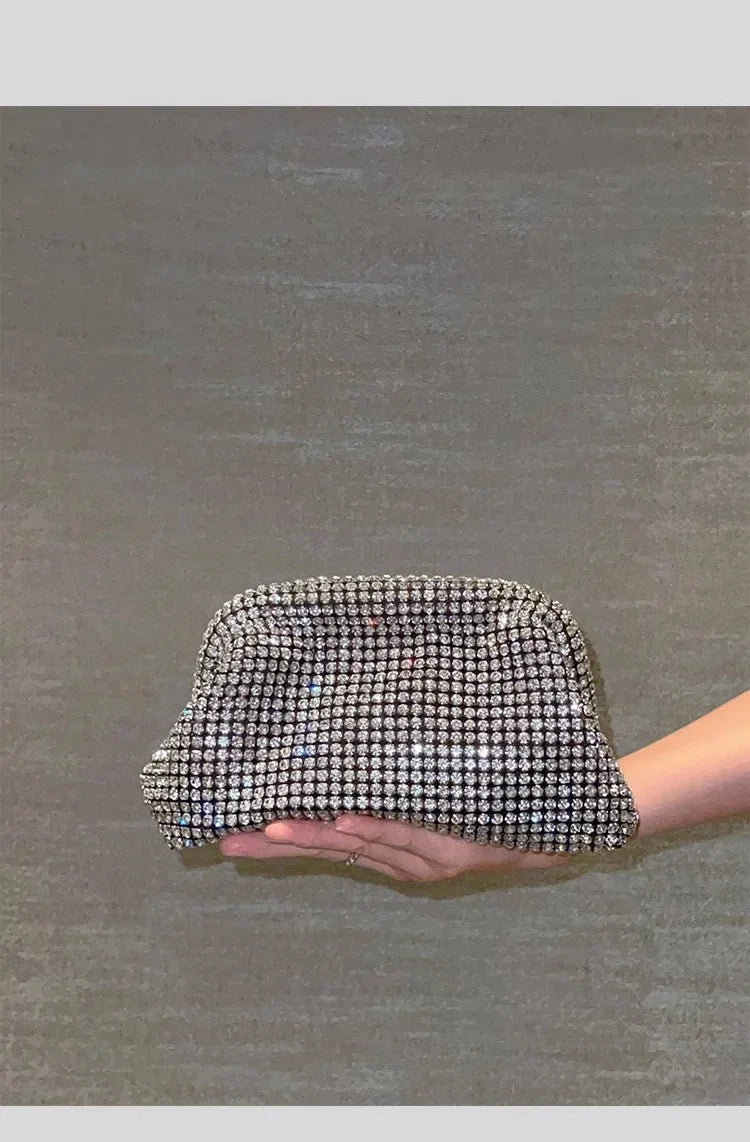 Luxury Glitter Cloud Bag Women's Handbag Crystal Shiny Rhinestones Diamond Evening Bag Wedding Party Clutch Purse Shoulder Bags