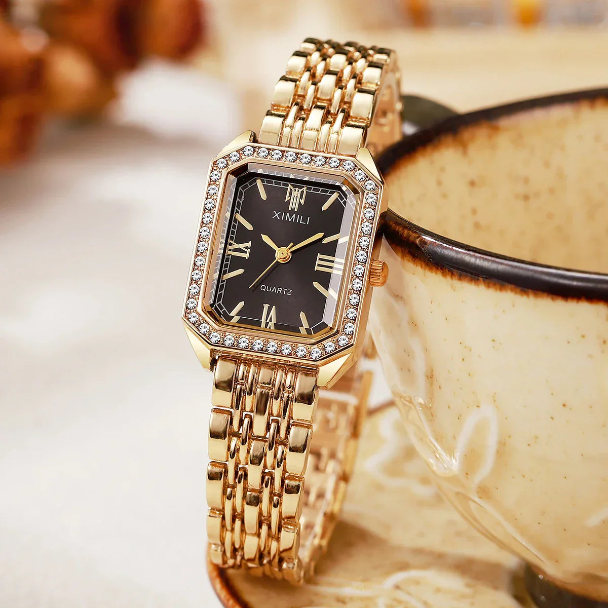 1/2/3/5PCS Fashion Rectangle Women Watches Set Ladies Rhinestone Quartz Watch Bracelet Strap Wristwatch（Without Box）