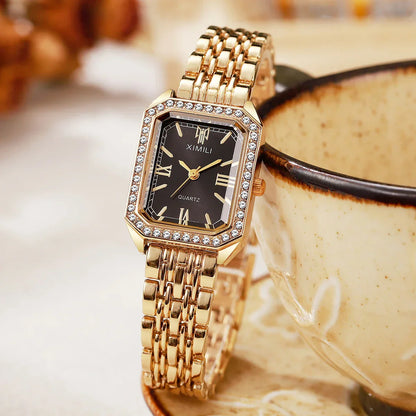 1/2/3/5PCS Fashion Rectangle Women Watches Set Ladies Rhinestone Quartz Watch Bracelet Strap Wristwatch（Without Box）