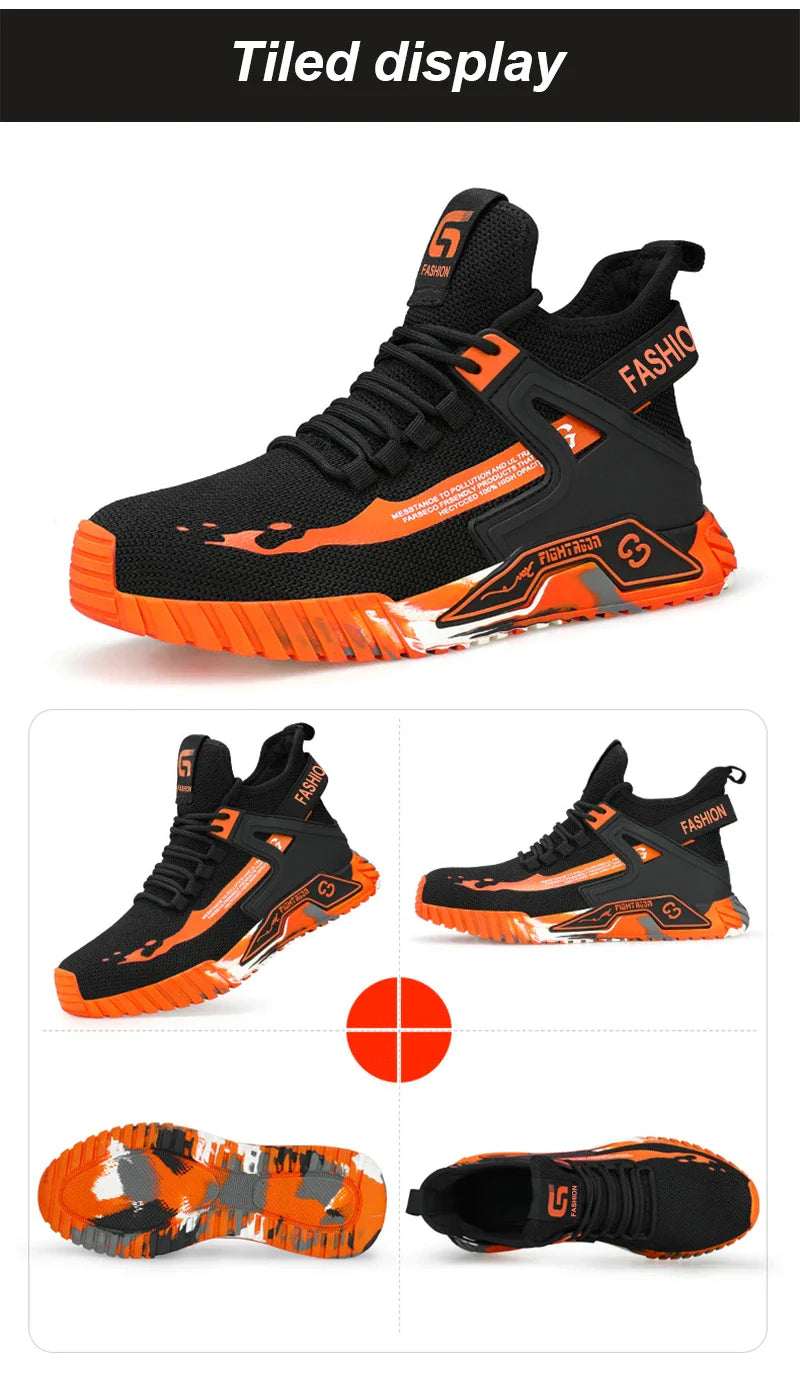 Fashion Safety Protection Footwear Steel Toe Safety Boots for Men Anti-Smash Puncture-Proof Work Shoes Indestructible Boots Male