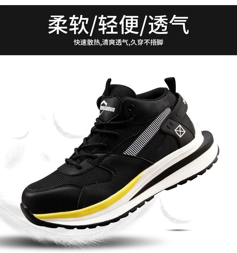Soft-soled non-slip safety shoes four seasons models men's anti-smash anti-puncture steel head safety shoes new models
