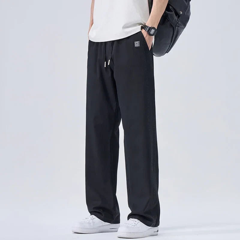 Brand Soft Jeans for Men Spring Thin Draped Comfortable Straight Trousers Drawstring Male Baggy Denim Pants Streetwear