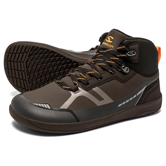 Unisex Mid Top Barefoot Shoes Mens Womens Wide Toe Artificial Leather Hiking Boots Outdoor Non-Slip Trail-Running Shoes